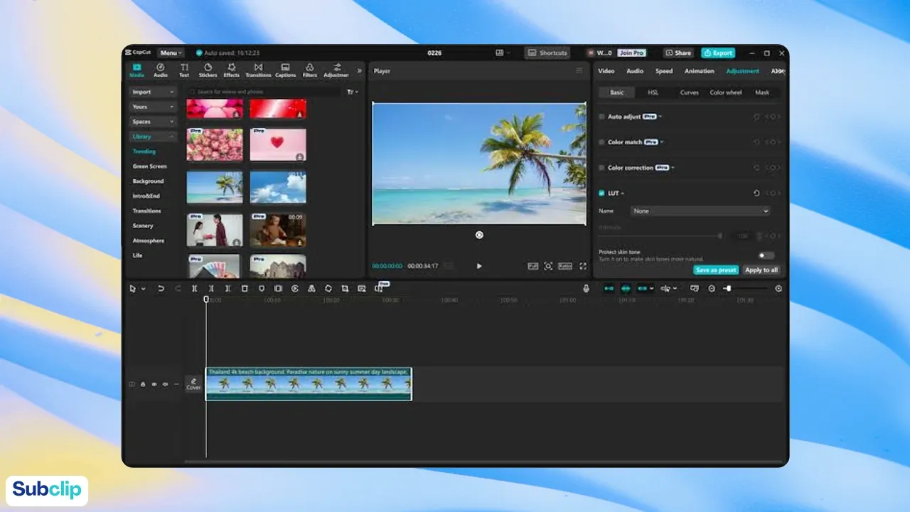 CapCut video editing interface
